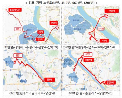 김포 기점 버스 노선도. [대광위 제공]